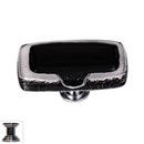 Sietto [LK-700-PC] Handmade Glass Cabinet Knob - Reflective - Long - Black - Polished Chrome Base - 2" L x 1" W