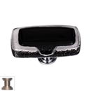 Sietto [LK-700-SN] Handmade Glass Cabinet Knob - Reflective - Long - Black - Satin Nickel Base - 2" L x 1" W