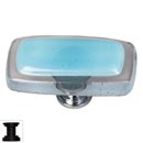 Sietto [LK-702-ORB] Handmade Glass Cabinet Knob - Reflective - Long - Light Aqua - Oil Rubbed Bronze Base - 2" L x 1" W