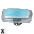 Sietto [LK-702-PC] Handmade Glass Cabinet Knob - Reflective - Long - Light Aqua - Polished Chrome Base - 2&quot; L x 1&quot; W