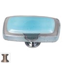 Sietto [LK-702-SN] Handmade Glass Cabinet Knob - Reflective - Long - Light Aqua - Satin Nickel Base - 2" L x 1" W