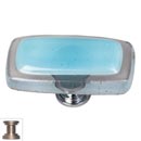 Sietto [LK-702-SN] Handmade Glass Cabinet Knob - Reflective - Long - Light Aqua - Satin Nickel Base - 2&quot; L x 1&quot; W