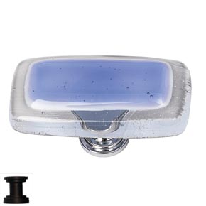 Sietto [LK-704-ORB] Handmade Glass Cabinet Knob - Reflective - Long - Sky Blue - Oil Rubbed Bronze Base - 2" L x 1" W
