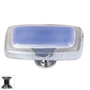 Sietto [LK-704-PC] Handmade Glass Cabinet Knob - Reflective - Long - Sky Blue - Polished Chrome Base - 2" L x 1" W