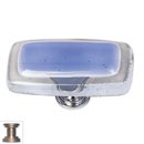 Sietto [LK-704-SN] Handmade Glass Cabinet Knob - Reflective - Long - Sky Blue - Satin Nickel Base - 2&quot; L x 1&quot; W