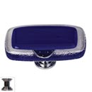 Sietto [LK-707-PC] Handmade Glass Cabinet Knob - Reflective - Long - Deep Cobalt - Polished Chrome Base - 2" L x 1" W