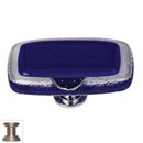 Sietto [LK-707-SN] Handmade Glass Cabinet Knob - Reflective - Long - Deep Cobalt - Satin Nickel Base - 2" L x 1" W