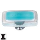 Sietto [LK-708-ORB] Handmade Glass Cabinet Knob - Reflective - Long - Aqua - Oil Rubbed Bronze Base - 2" L x 1" W