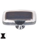 Sietto [LK-709-ORB] Handmade Glass Cabinet Knob - Reflective - Long - Slate Grey - Oil Rubbed Bronze Base - 2&quot; L x 1&quot; W