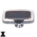 Sietto [LK-709-ORB] Handmade Glass Cabinet Knob - Reflective - Long - Slate Grey - Oil Rubbed Bronze Base - 2" L x 1" W