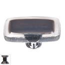 Sietto [LK-709-PC] Handmade Glass Cabinet Knob - Reflective - Long - Slate Grey - Polished Chrome Base - 2&quot; L x 1&quot; W