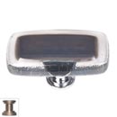 Sietto [LK-709-SN] Handmade Glass Cabinet Knob - Reflective - Long - Slate Grey - Satin Nickel Base - 2" L x 1" W