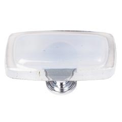 Sietto [LK-710-ORB] Handmade Glass Cabinet Knob - Reflective - Long - Blue-Grey - Oil Rubbed Bronze Base - 2" L x 1" W