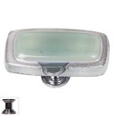 Sietto [LK-712-PC] Handmade Glass Cabinet Knob - Reflective - Long - Spruce Green - Polished Chrome Base - 2&quot; L x 1&quot; W