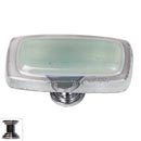 Sietto [LK-712-PC] Handmade Glass Cabinet Knob - Reflective - Long - Spruce Green - Polished Chrome Base - 2" L x 1" W