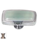 Sietto [LK-712-SN] Handmade Glass Cabinet Knob - Reflective - Long - Spruce Green - Satin Nickel Base - 2" L x 1" W