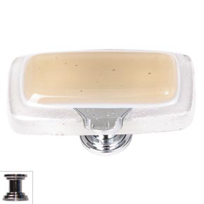Sietto [LK-714-PC] Handmade Glass Cabinet Knob - Reflective - Long - Sesame - Polished Chrome Base - 2" L x 1" W