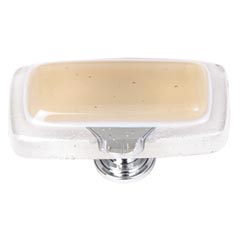 Sietto [LK-714-PC] Handmade Glass Cabinet Knob - Reflective - Long - Sesame - Polished Chrome Base - 2" L x 1" W