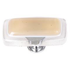 Sietto [LK-714-SN] Handmade Glass Cabinet Knob - Reflective - Long - Sesame - Satin Nickel Base - 2&quot; L x 1&quot; W