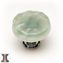 Sietto [R-201-SN] Handmade Glass Cabinet Knob - Glacier - Spruce Green - Satin Nickel Base - 1 1/4" Dia.