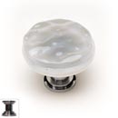 Sietto [R-204-PC] Handmade Glass Cabinet Knob - Glacier - Blue-Grey - Polished Chrome Base - 1 1/4" Dia.