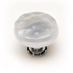 Sietto [R-204-SN] Handmade Glass Cabinet Knob - Glacier - Blue-Grey - Satin Nickel Base - 1 1/4" Dia.