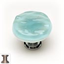 Sietto [R-208-SN] Handmade Glass Cabinet Knob - Glacier - Light Aqua - Satin Nickel Base - 1 1/4&quot; Dia.