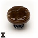 Sietto [R-209-ORB] Handmade Glass Cabinet Knob - Glacier - Woodland Brown - Oil Rubbed Bronze Base - 1 1/4&quot; Dia.