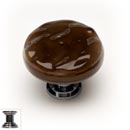 Sietto [R-209-PC] Handmade Glass Cabinet Knob - Glacier - Woodland Brown - Polished Chrome Base - 1 1/4" Dia.