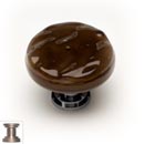 Sietto [R-209-SN] Handmade Glass Cabinet Knob - Glacier - Woodland Brown - Satin Nickel Base - 1 1/4&quot; Dia.