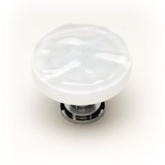 Sietto [R-212-ORB] Handmade Glass Cabinet Knob - Glacier - White - Oil Rubbed Bronze Base - 1 1/4&quot; Dia.