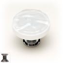 Sietto [R-212-PC] Handmade Glass Cabinet Knob - Glacier - White - Polished Chrome Base - 1 1/4&quot; Dia.