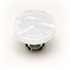 Sietto [R-212-SN] Handmade Glass Cabinet Knob - Glacier - White - Satin Nickel Base - 1 1/4&quot; Dia.