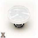 Sietto [R-212-SN] Handmade Glass Cabinet Knob - Glacier - White - Satin Nickel Base - 1 1/4&quot; Dia.