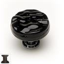 Sietto [R-213-ORB] Handmade Glass Cabinet Knob - Glacier - Black - Oil Rubbed Bronze Base - 1 1/4&quot; Dia.