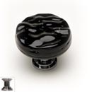 Sietto [R-213-PC] Handmade Glass Cabinet Knob - Glacier - Black - Polished Chrome Base - 1 1/4&quot; Dia.