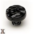 Sietto [R-213-SN] Handmade Glass Cabinet Knob - Glacier - Black - Satin Nickel Base - 1 1/4" Dia.