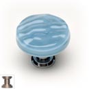 Sietto [R-215-SN] Handmade Glass Cabinet Knob - Glacier - Powder Blue - Satin Nickel Base - 1 1/4" Dia.