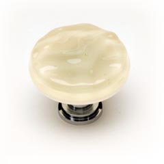 Sietto [R-222-PC] Handmade Glass Cabinet Knob - Glacier - Pale Yellow - Polished Chrome Base - 1 1/4" Dia.