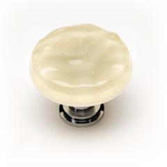 Sietto [R-222-SN] Handmade Glass Cabinet Knob - Glacier - Pale Yellow - Satin Nickel Base - 1 1/4" Dia.