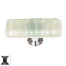 Sietto [SLK-201-PC] Handmade Glass Cabinet Knob - Skinny Glacier - Long - Spruce Green - Polished Chrome Base - 2&quot; L x 3/4&quot; W