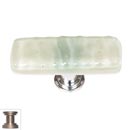 Sietto [SLK-201-SN] Handmade Glass Cabinet Knob - Skinny Glacier - Long - Spruce Green - Satin Nickel Base - 2&quot; L x 3/4&quot; W