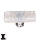 Sietto [SLK-204-ORB] Handmade Glass Cabinet Knob - Skinny Glacier - Long - Blue-Grey - Oil Rubbed Bronze Base - 2&quot; L x 3/4&quot; W