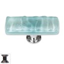 Sietto [SLK-208-PC] Handmade Glass Cabinet Knob - Skinny Glacier - Long - Light Aqua - Polished Chrome Base - 2" L x 3/4" W