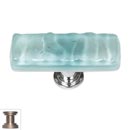 Sietto [SLK-208-SN] Handmade Glass Cabinet Knob - Skinny Glacier - Long - Light Aqua - Satin Nickel Base - 2" L x 3/4" W