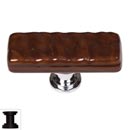 Sietto [SLK-209-ORB] Handmade Glass Cabinet Knob - Skinny Glacier - Long - Woodland Brown - Oil Rubbed Bronze Base - 2" L x 3/4" W