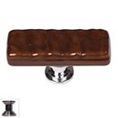 Sietto [SLK-209-PC] Handmade Glass Cabinet Knob - Skinny Glacier - Long - Woodland Brown - Polished Chrome Base - 2" L x 3/4" W