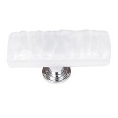 Sietto [SLK-212-ORB] Handmade Glass Cabinet Knob - Skinny Glacier - Long - White - Oil Rubbed Bronze Base - 2&quot; L x 3/4&quot; W