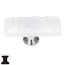 Sietto [SLK-212-ORB] Handmade Glass Cabinet Knob - Skinny Glacier - Long - White - Oil Rubbed Bronze Base - 2&quot; L x 3/4&quot; W