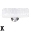 Sietto [SLK-212-PC] Handmade Glass Cabinet Knob - Skinny Glacier - Long - White - Polished Chrome Base - 2" L x 3/4" W